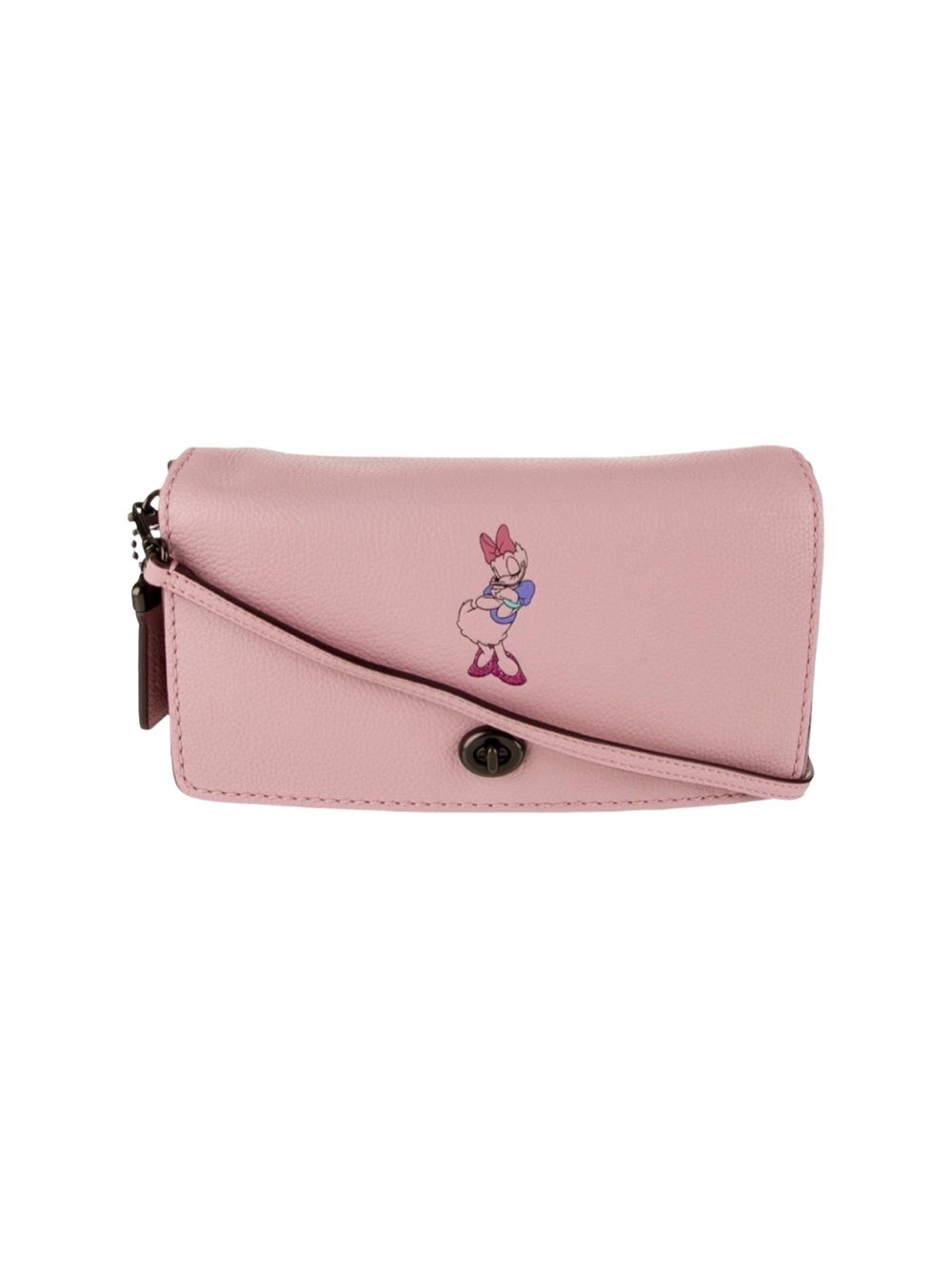 Coach Disney Daisy Duck Motif Dinky Pink Leather Crossbody Bag NEW Duster Includ